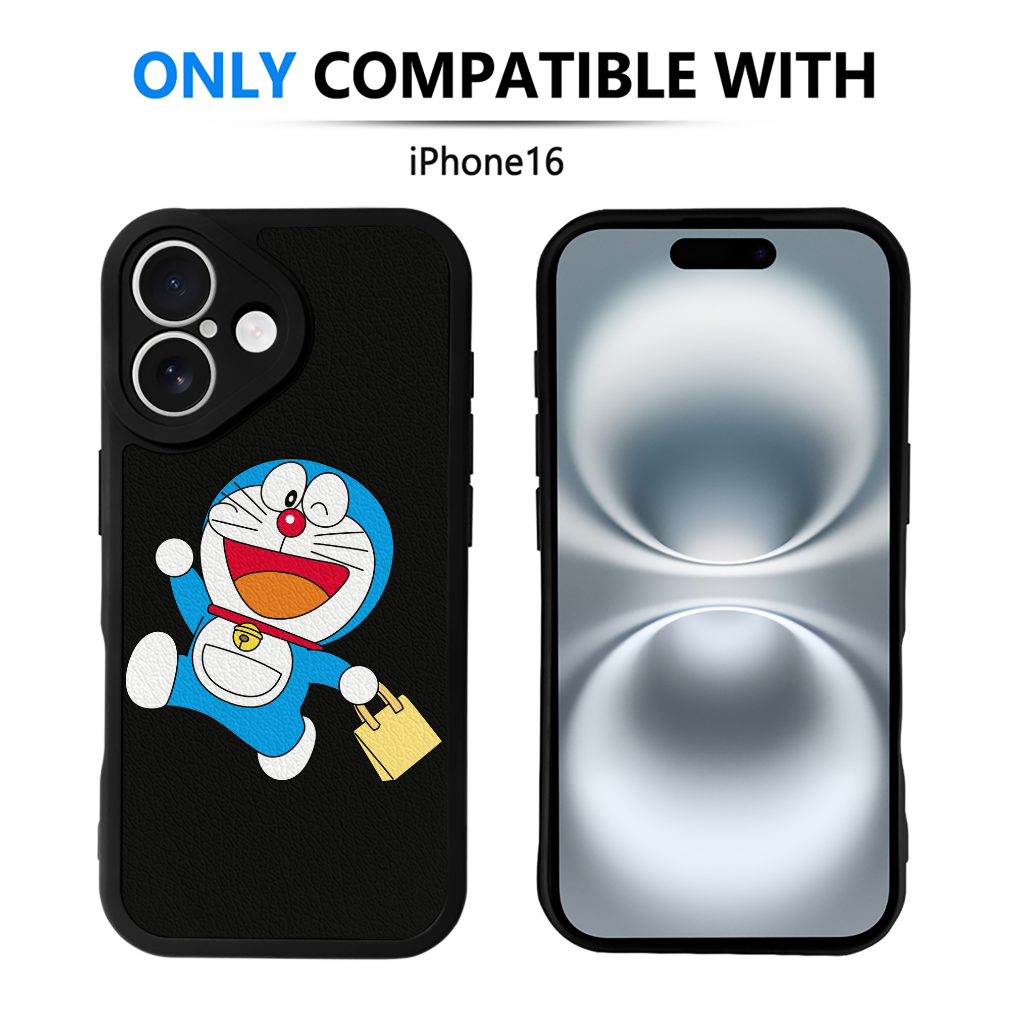 （画像用） ドラえもん Doraemon 【iPhone 16シリーズ対応】シリコンスマホケース（レザー調） 材質：シリコン